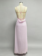 Backless Ruffle Maxi Dress For Women - Cowl Neck Strappy Sleeveless Gown With 3D Flower - Summer Formal Prom 2026