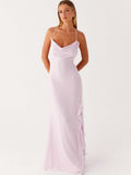 Backless Ruffle Maxi Dress For Women - Cowl Neck Strappy Sleeveless Gown With 3D Flower - Summer Formal Prom 2026