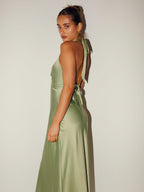 Minimalist Halter Maxi Dress For Women - Deep V Neck Backless Sleevless Long Gown - Summer Cocktail Evening 2026