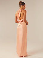 Minimalist Halter Maxi Dress For Women - Deep V Neck Backless Sleevless Long Gown - Summer Cocktail Evening 2026