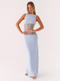 Lace Patchwork Maxi Gown For Women - Elegant Open Back Sleeveless Bodycon Long Dress - Summer Formal Evening Party 2026