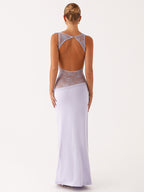 Lace Patchwork Maxi Gown For Women - Elegant Open Back Sleeveless Bodycon Long Dress - Summer Formal Evening Party 2026