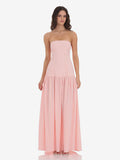 Strapless Gingham Maxi Dress For Women - Plaid Bandeau Drop Waist Long Sundress - Summer Picnic 2026