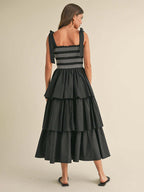 Tiered Smocked Sundress For Women - Boho Tie Strap Long A Line Dress - Summer Beach Party 2026