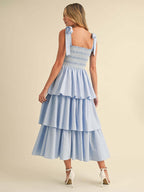 Tiered Smocked Sundress For Women - Boho Tie Strap Long A Line Dress - Summer Beach Party 2026