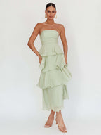 Tiered Ruffle Maxi Dress For Women - Sleeveless Layered A-Line Tube Sun Dress - Summer Wedding Guest 2026