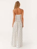 Strapless Printed Maxi Dress For Women - BoHo Bandeau Pleated Drop Waist Long Sundress - Summer Garden Party 2026