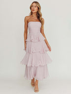 Tiered Ruffle Maxi Dress For Women - Sleeveless Layered A-Line Tube Sun Dress - Summer Wedding Guest 2026