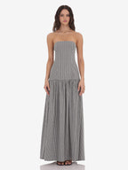 Strapless Gingham Maxi Dress For Women - Plaid Bandeau Drop Waist Long Sundress - Summer Picnic 2026