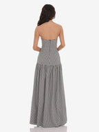 Strapless Gingham Maxi Dress For Women - Plaid Bandeau Drop Waist Long Sundress - Summer Picnic 2026