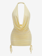 Two Piece Sets Skirt Set Mini Dresses Yellow Dating Casual Cowl Neck Sleeveless Sets