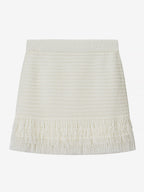 2-Piece Sets Women's Clothing Skirt Set White Elegant Fringe Turndown Long Sleeves Sets