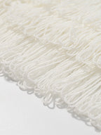 2-Piece Sets Women's Clothing Skirt Set White Elegant Fringe Turndown Long Sleeves Sets