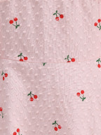 Pink Cherry Print Halter A Line Midi Dress For Women Sweet Summer