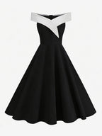Burgundy Off Shoulder A Line Midi Dress For Women Elegant Formal