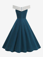Burgundy Off Shoulder A Line Midi Dress For Women Elegant Formal