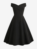 Burgundy Off Shoulder A Line Midi Dress For Women Elegant Formal