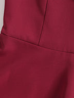 Burgundy Off Shoulder A Line Midi Dress For Women Elegant Formal