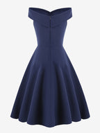 Burgundy Off Shoulder A Line Midi Dress For Women Elegant Formal