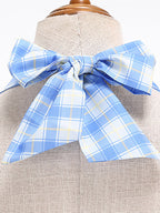 Chic Fitted Blue Plaid Gown With A Line Skirt Perfect For Summer Parties