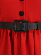 Red Sleeveless Peter Pan Collar A Line Maxi Dress For Women Vintage Chic