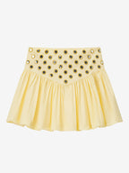 2-Piece Sets Skirt Set Yellow Elegant Straps Neck Pleated Sleeveless Sets
