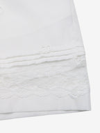 Women's White Elastic Waist Shorts With Floral Embroidery Lace Trim Casual Loose Summer Shorts