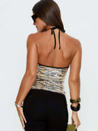 Cami Leopard Top Straps Neck Chic Summer Camis For Women