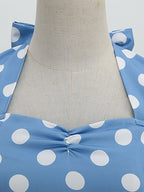 Vintage Chic Pink Polka Dot Halter Midi Dress
