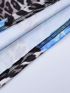 Blue Leopard Print Strapless Maxi Dress For Women Bold Street Style