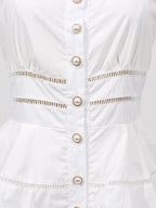 Chic Fitted White Maxi Gown With Lace Detail Perfect For Formal Events
