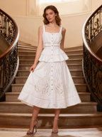 Chic Fitted White Maxi Gown With Lace Detail Perfect For Formal Events