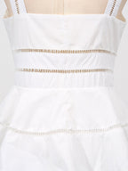 Chic Fitted White Maxi Gown With Lace Detail Perfect For Formal Events