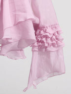 Chic Fitted Pink Gown With Layered Ruffle Perfect For Summer