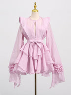 Chic Fitted Pink Gown With Layered Ruffle Perfect For Summer