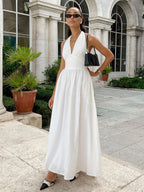Chic Fitted White Gown With V Neckline Perfect For Summer Events