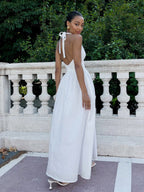 Chic Fitted White Gown With V Neckline Perfect For Summer Events