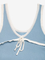 Blue Cami Top Jewel Neck Knitted Casual Clothes Summer Camis For Women