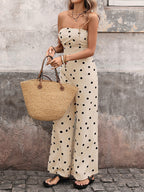 Jumpsuits Black Sleeveless Strapless Wide Summer One Piece Outfit