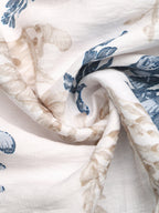Women's White Blue Leaf Print Square Neck Maxi Dress Smocked Ruffle Sleeve Tiered Casual Summer Dress
