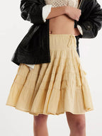 Skirts White Natural Waist Chic Pleated Women's Bottoms