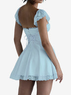 Date Night Dress Mini Lace Sleeveless Straps Neck Casual Black Summer Dress