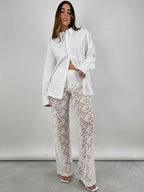 Pants White Lace Lace Natural Waist Straight Trousers