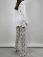 Pants White Lace Lace Natural Waist Straight Trousers