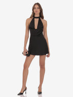 Night Out Dresses Black Sleeveless Backless Halter Summer Mini Dress