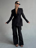 Blazer For Women Chic Turndown Collar Buttons Long Sleeves Suits