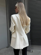 Blazer For Women Chic Turndown Collar Buttons Long Sleeves Suits