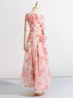 Pink Floral Off Shoulder Maxi Gown For Women Elegant Evening Style