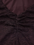 Deep Brown Ruched Lace Halter Mini Dress For Women Bold Casual Style