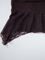 Deep Brown Ruched Lace Halter Mini Dress For Women Bold Casual Style